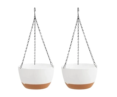 Set of 2 Hanging 10" Self-Watering Flower Pots for Indoor and Outdoor Use