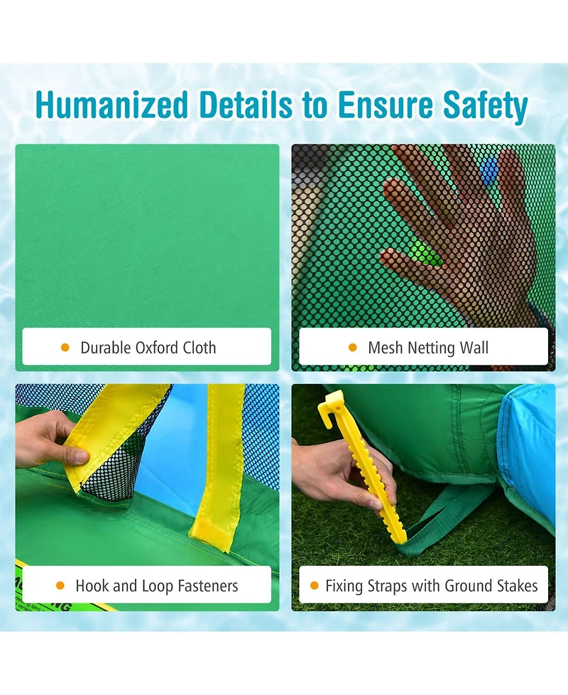 Sugift Inflatable Water Slide Park with Upgraded Handrail, Outdoor Play Structure without Blower