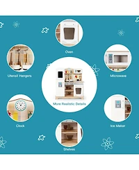 Sugift Wooden Kids Pretend Kitchen Playset Cooking Play Toy with Utensils and Sound