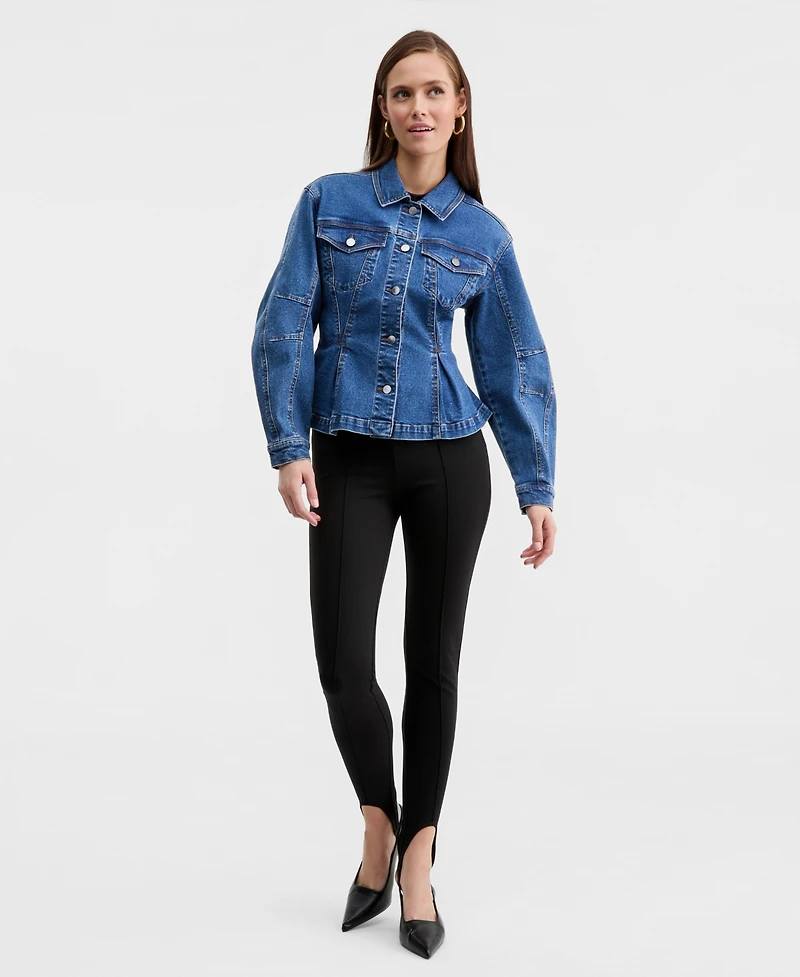 Bar Iii Women's Sculpted Denim Jacket, Macy's Exclusive