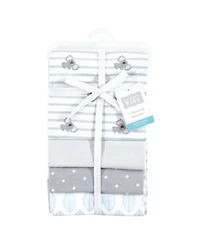 Hudson Baby Cotton Flannel Receiving Blankets 4-Pack, Koala Stripe , One Size