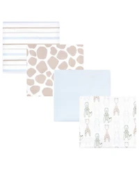 Hudson Baby Cotton Flannel Receiving Blankets 4-Pack, Modern Safari Friends