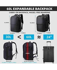 Batfox Vacuum Compression Travel Backpack, 60L Expandable VacPack with Pump & Tsa Lock - Charcoal (Electric Air Pump Included)