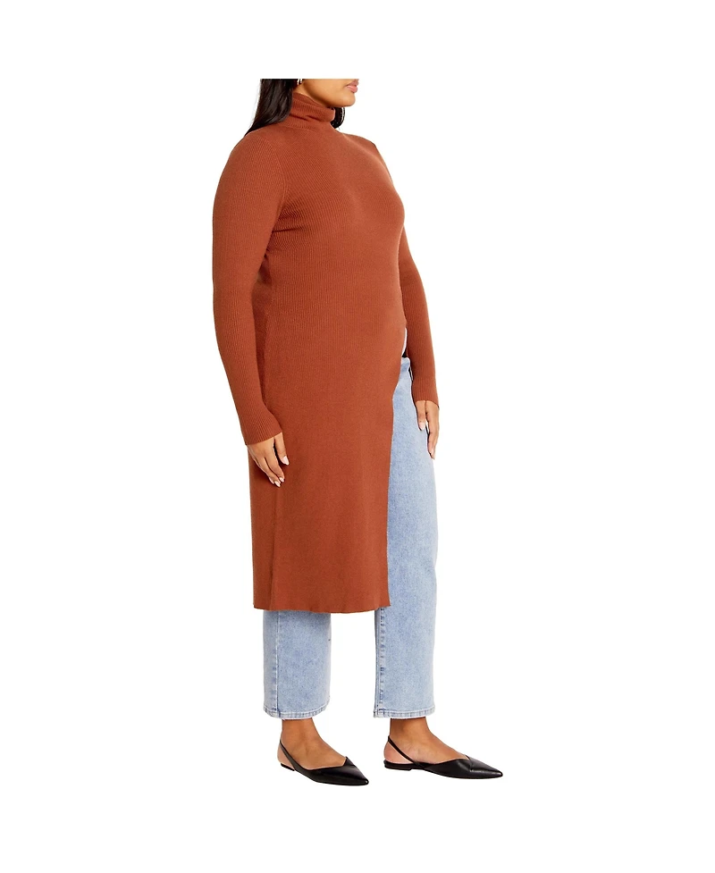 City Chic Women's Longline Split Sweater