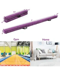 Sugift 7 Feet Folding Portable Floor Balance Beam with Handles for Gymnasts-Purple