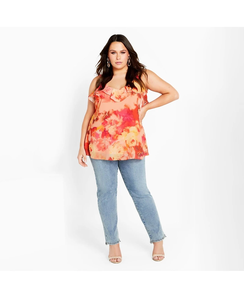 City Chic Women's Peta Print Top