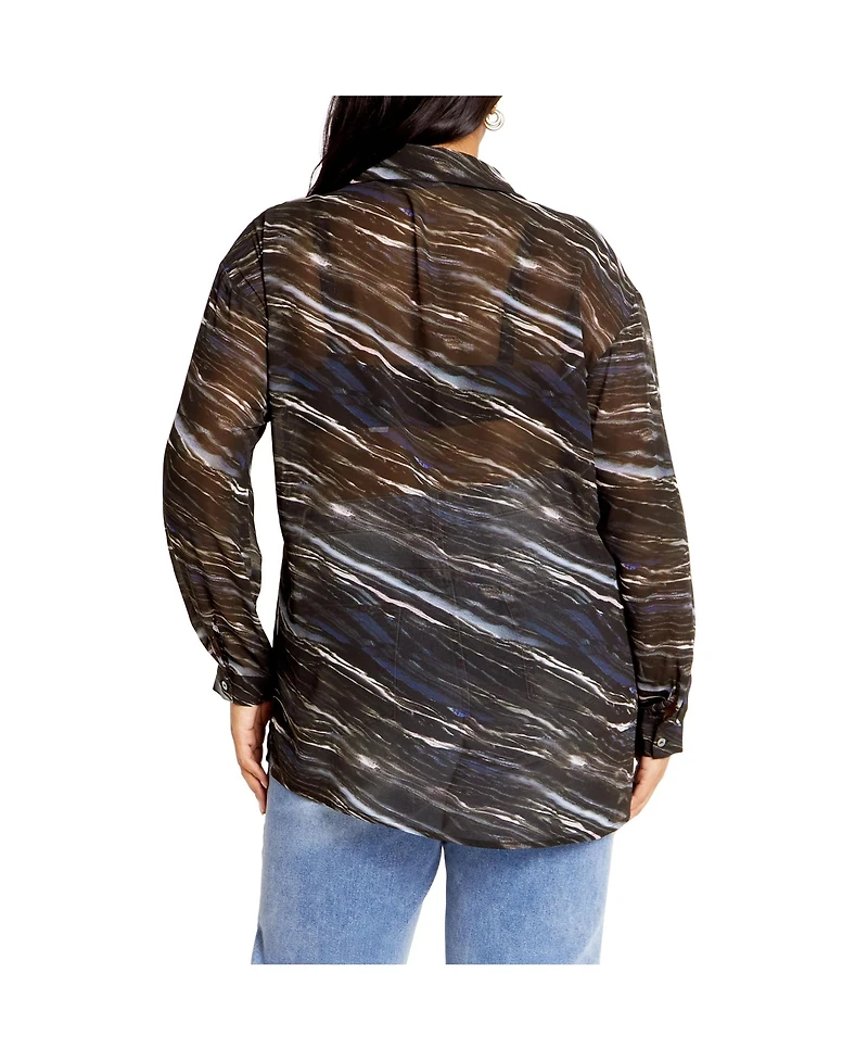 City Chic Women's Sheer Lover Print Shirt