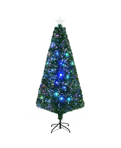 6' Pre-Lit Artificial Christmas Tree Led Lights Fiber Optic Decorations Top Star