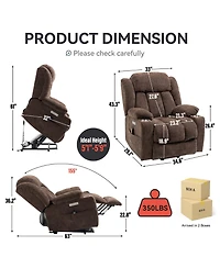 Clihome Up to 350 Lbs Chenille Power Lift Recliner Chair Heavy Duty Motion Mechanism with 8 Point Vibration Massage and Lumbar Heating Usb Type C