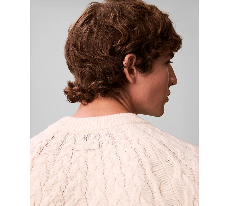 Calvin Klein Men's Lambswool Blend Cable-Knit Crewneck Sweater