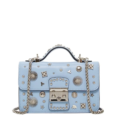 Susu Small Leather Crossbody Bag Studded Purse Top Handle Structured Handbag