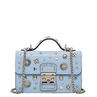 Susu Small Leather Crossbody Bag Studded Purse Top Handle Structured Handbag