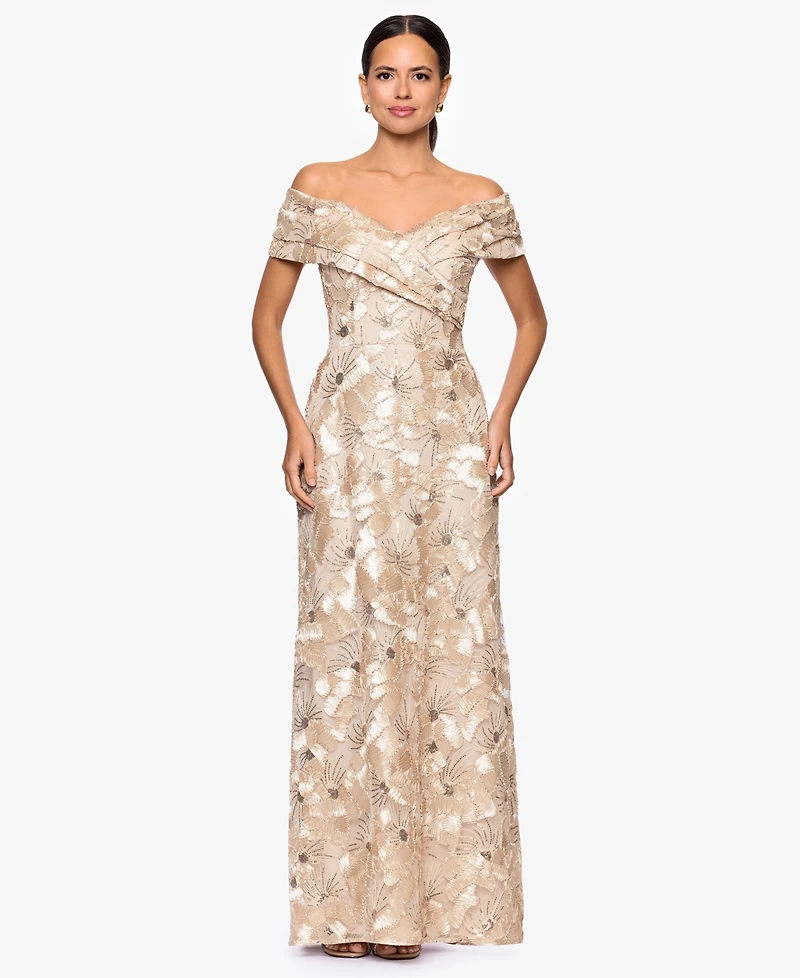 Betsy & Adam Women's Off-The-Shoulder Dress