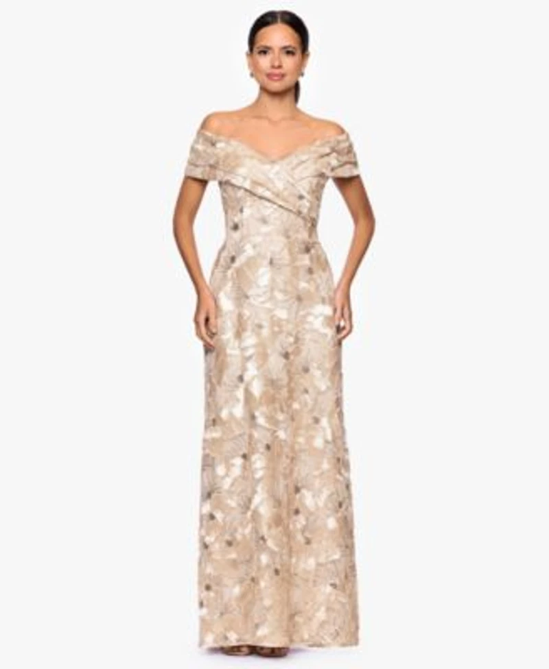 Betsy Adam Womens Off The Shoulder Dress