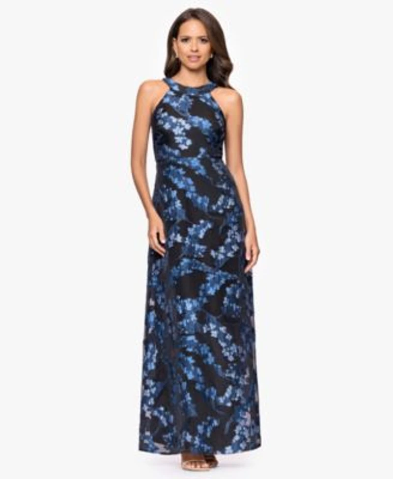 Betsy Adam Womens Floral Print Halter Dress