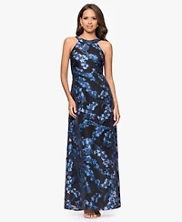 Betsy Adam Womens Floral Print Halter Dress