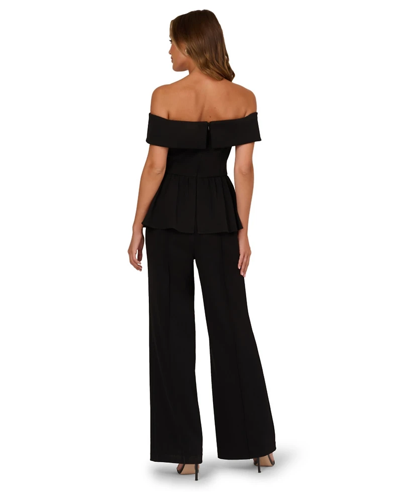 Adrianna Women's Off-The-Shoulder Knit Crepe Jumpsuit