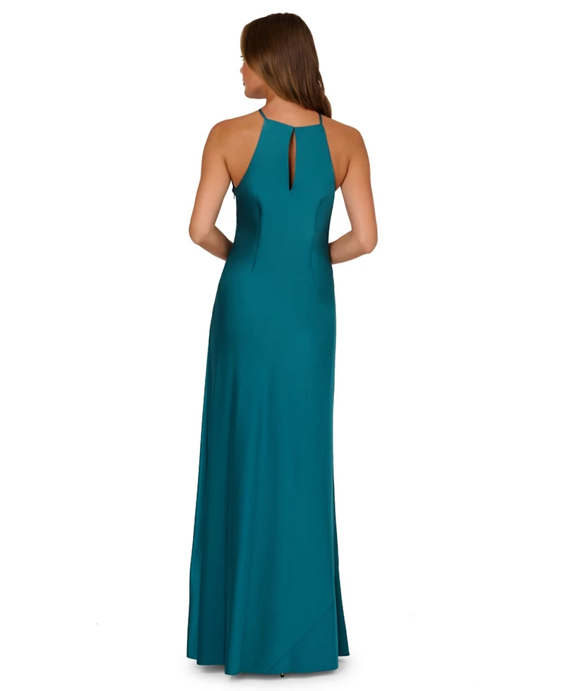 Adrianna Women's Halter Neck Stretch Satin Dress