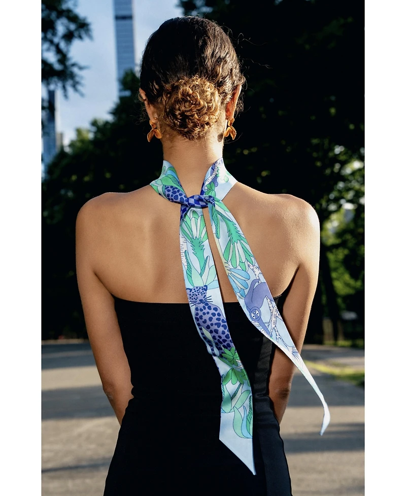 Jessie Zhao New York Silk Skinny Scarf Jungle Party