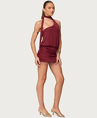 Edikted Women's Danit One Shoulder Fringed Mini Dress