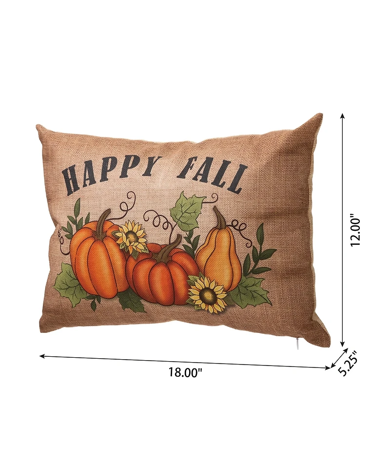 Glitzhome Fall Hooked Sunflower Decorative Pillow, 14" x 14"