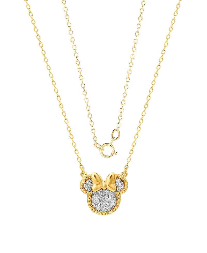 Disney 2-Pc. Minnie Glitter Necklace and Earrings Set in 18K Yellow Gold Over Sterling Silver