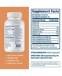 NativePath Grass Fed Beef Organ Complex - Liver, Heart, Kidney Supplement for Energy & Immune Support - New Zealand Sourced, 30 Servings