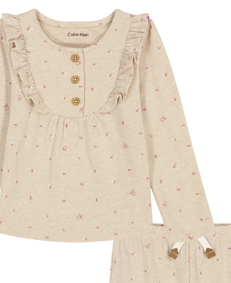 Calvin Klein Baby Girls Long-Sleeve Top and Pants, 2-Piece Set