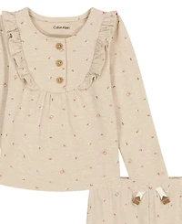 Calvin Klein Baby Girls Long-Sleeve Top and Pants, 2-Piece Set