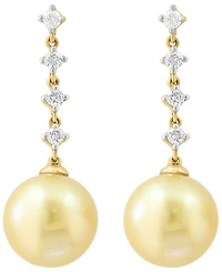 Effy Collection Golden South Sea Pearl (8mm) and Diamond Earrings (1/8 ct. t.w.) in 14k Yellow Gold