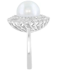 Effy Collection Freshwater Pearl (11mm) and Lab Grown Diamond Ring (1-1/3 ct. t.w.) in 14K White Gold