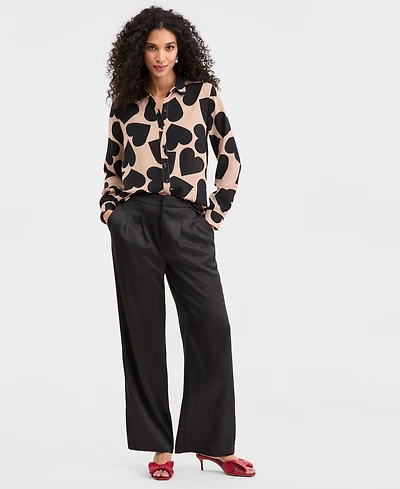 On 34th Women's Solid Satin Wide-Leg Pants, Macy's Exclusive