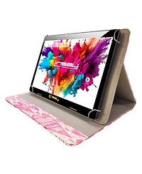 Linsay New 10.1" Tablet Octa Core 128GB Bundle with "Love" Protective Portfolio Case Newest Android 13 Dual Camera