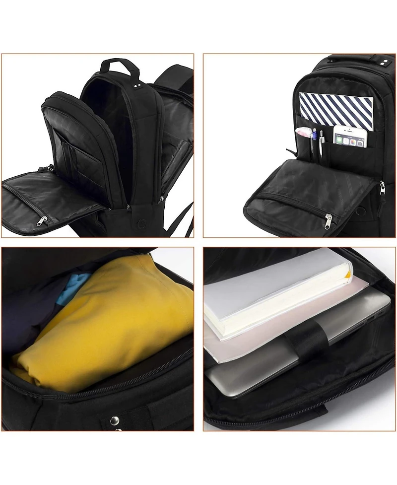 Batfox-15.6 Inch Laptop Backpack for Men & Women, Water Resistant Computer Bag with Usb Charging Port for College, Travel, Office - Black