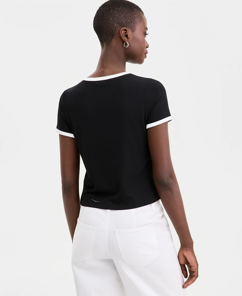 On 34th Women's Knit Short-Sleeve Trim Top, Macy's Exclusive