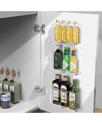 3 Pack Acrylic Cabinet Door Organizer, Kitchen Storage for Tupperware Lid, Wall Mounted Clear Bins for Pantry, Rv, Heavy Duty Slim Basket