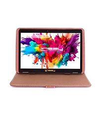 Linsay New 10.1" Tablet Octa Core 128GB Bundle with Brown Leather Case Newest Android 13