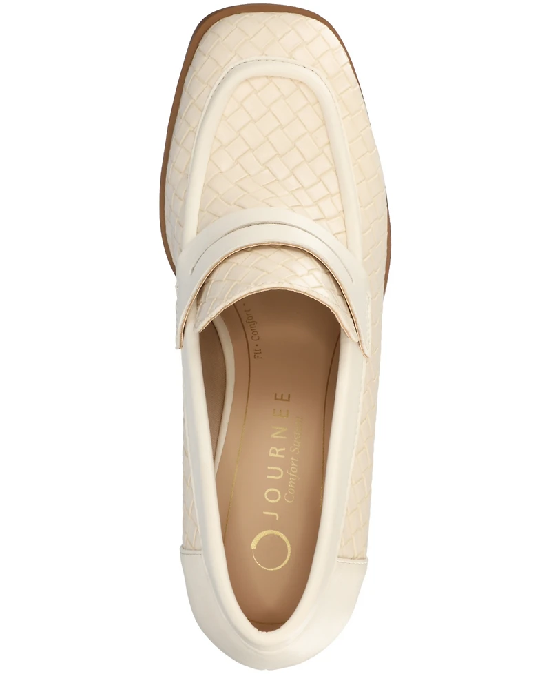 Journee Collection Womens Comfort System Malleah Loafer Style Stacked Heel Pumps