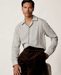 Reiss Men's Stripe Cuban-Collar Piped Shirt