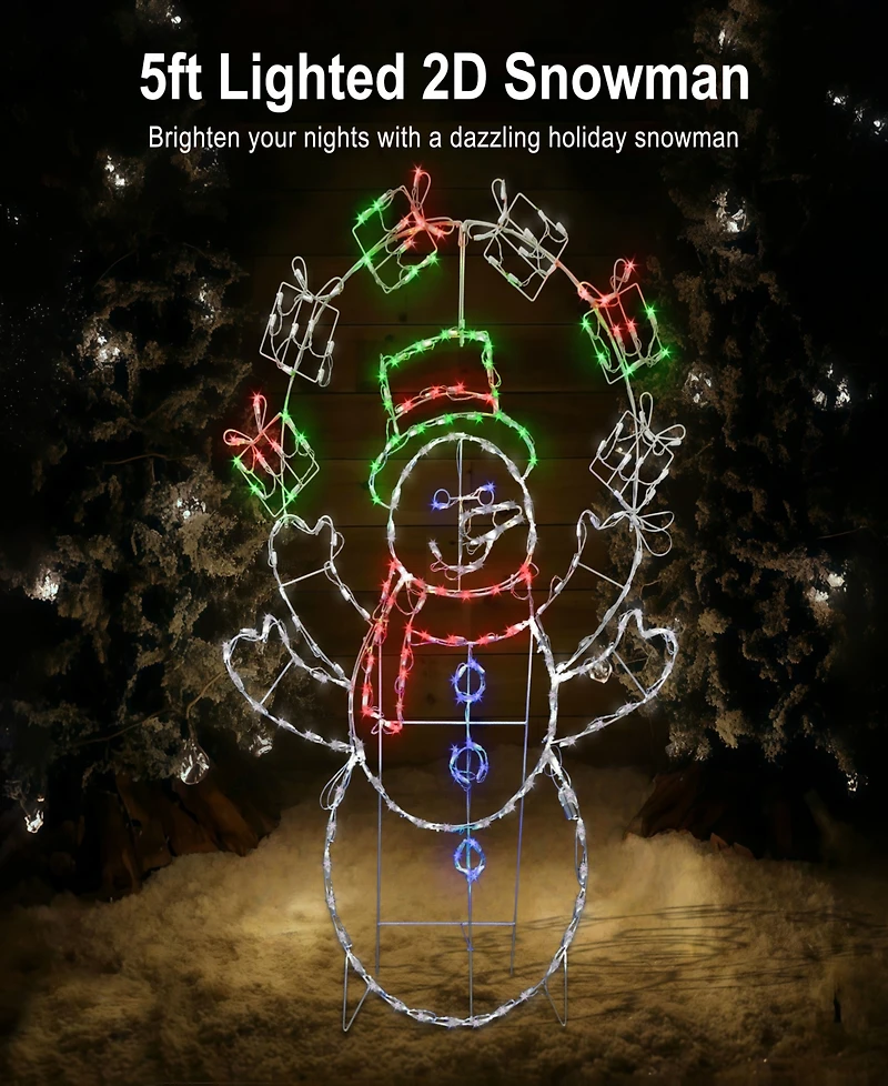 Puleo International 5' 2D Outdoor Snowman Christmas Holiday Decor