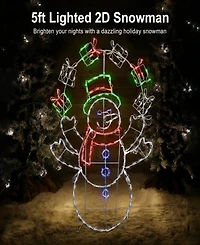 Puleo International 5' 2D Outdoor Snowman Christmas Holiday Decor
