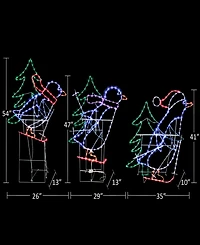 Puleo International Skiing Penguins with Tree Christmas Outdoor Decor, Set of 3
