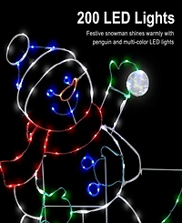 Puleo International 3.5' Snowman with Penguin Outdoor Christmas Decor