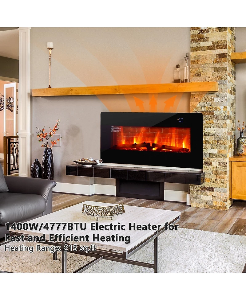 Sugift-36 Inch Electric Wall Mounted Freestanding Fireplace with Remote Control