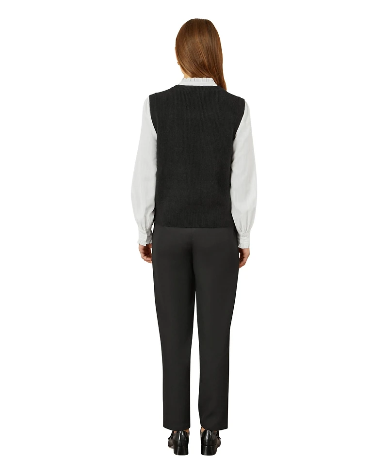 Yumi Women's Knitted Floral Sleeveless Sweater Vest