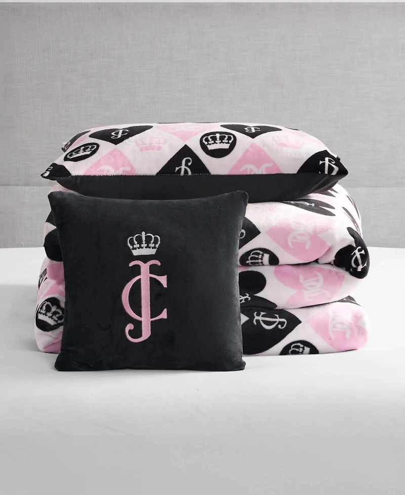 Juicy Couture Plush Reversible Queen Heart Logo 3-Pc. Comforter Set, Twin/Twin Xl