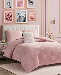 Juicy Couture Plush Reversible Embossed Crown 4-Pc. Comforter Set, King