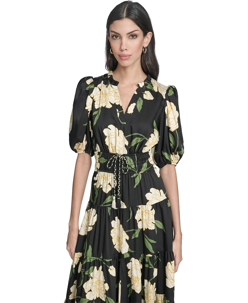 Vince Camuto Women's Printed Puff-Sleeve Midi Dress