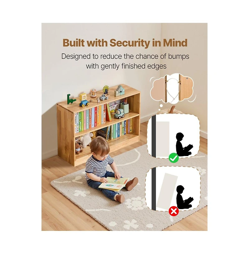 Slickblue 2-Tier Wooden Toy Storage Organizer with Dual Cubbies for Home Use