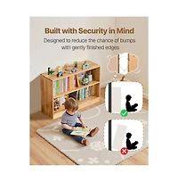 Slickblue 2-Tier Wooden Toy Storage Organizer with Dual Cubbies for Home Use